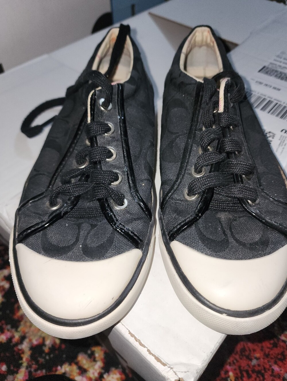 Black Coach Barrett Low-Top Athletic Sneakers for Women - Signature Pattern